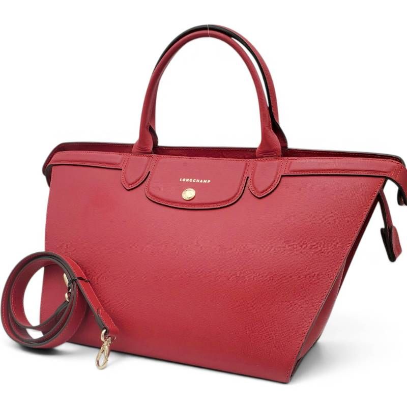 レディース 【美品】ロンシャン 2way トートバッグ レザー 赤