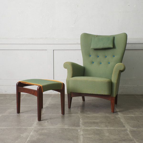 【送料別】2点セット Fritz Hansen ラウンジチェア オットマン 北欧 デンマーク ヴィンテージ フリッツハンセン 1人掛け シングル ソファ 81169