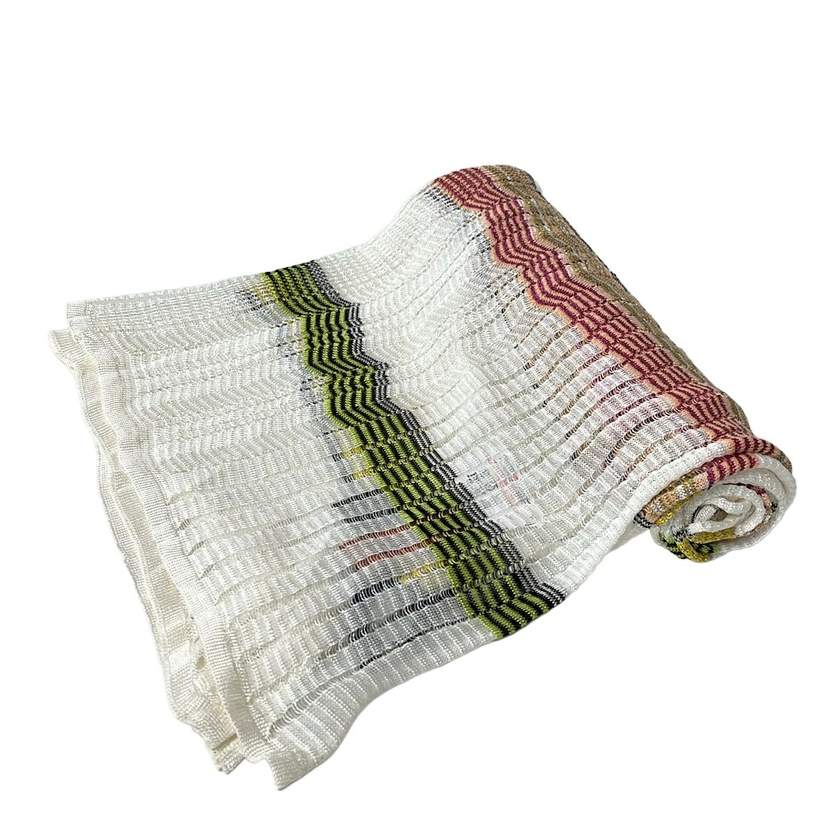 MISSONI(ミッソーニ) ストール(ショール)美品 - 白×イエロー×マルチ ラメ コットン