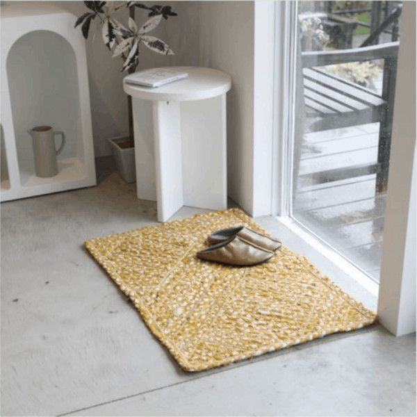 ジュート マット Clochette ナチュラル 玄関マット 麻 綿 ベージュ ラグ インテリア 北欧 ヴィンテージ 風 オシャレ 84082