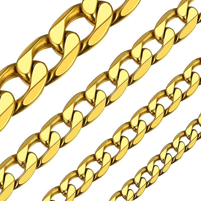 [ChainsHouse] k18金 喜平 ネックレス チェーンのみ メンズ サージカルステンレス ゴールド 75cm 13mm シンプル アクセサリー
