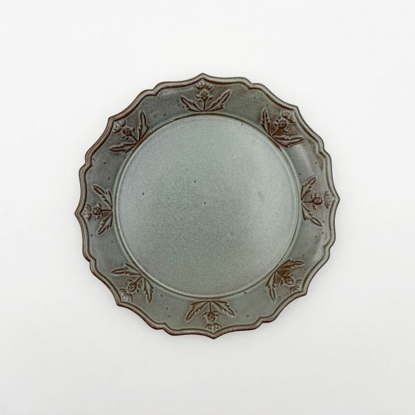 内山太郎 アザミ(薊)の中皿 プレート 食器 皿 器 23cm 日本製 陶芸 和食器 作家物 工芸品 作品 うつわ 陶器 68758