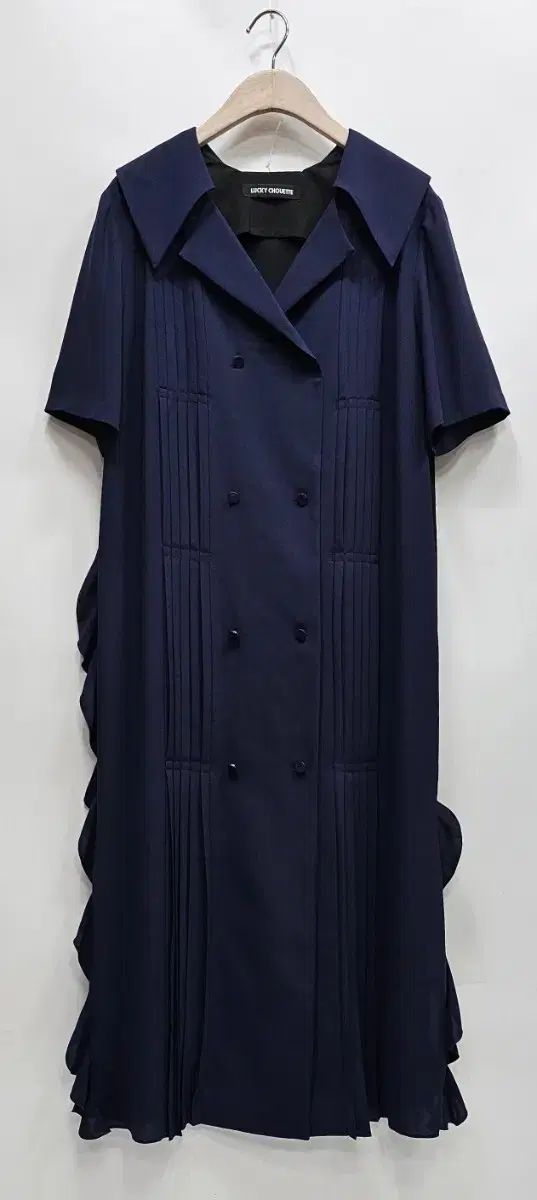 LUCKY CHOUETTE ラッキーシュエトゥ ネイビー ダブル ボタン プリーツ 半袖 ONE PIECE