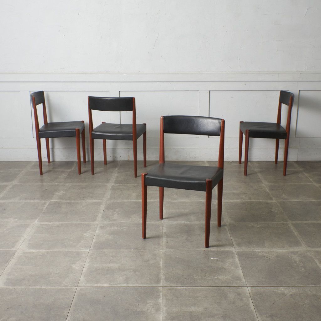 4脚セット Fritz Hansen チェア 北欧 ヴィンテージ チーク 椅子 デンマーク Aage Schmidt Christensen フリッツハンセン 75027