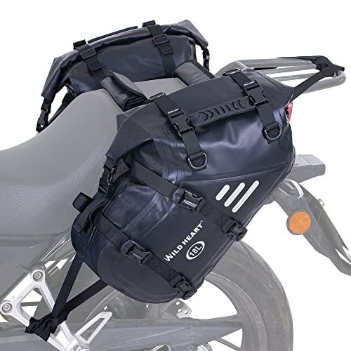 WILD HEART オートバイ サドルバッグ 防水 36L (18L*2) サイド パニエ バッグ トランク アクセサリー (Black, 18L*2)kk 144533c6
