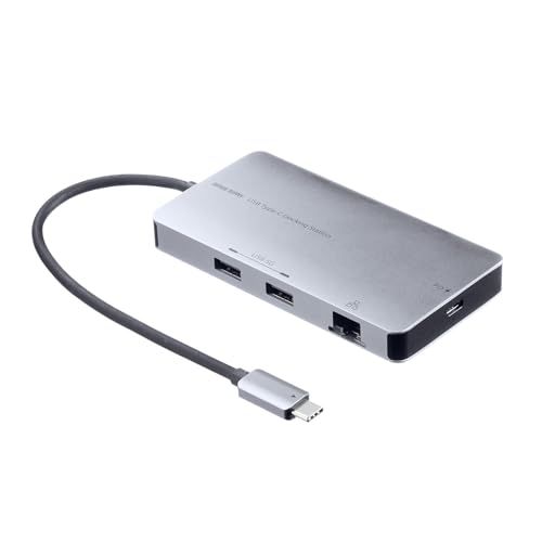 サンワサプライ ドッキングステーション USB Type-C接続 4K/60Hz 2画面拡張対応 HDMI×2/LAN×1/USB-A×2/USB-C×1 スマートPD搭載(PD100W入力・95W給電) ケーブル長20cm・L字変換付き U 7aff311e