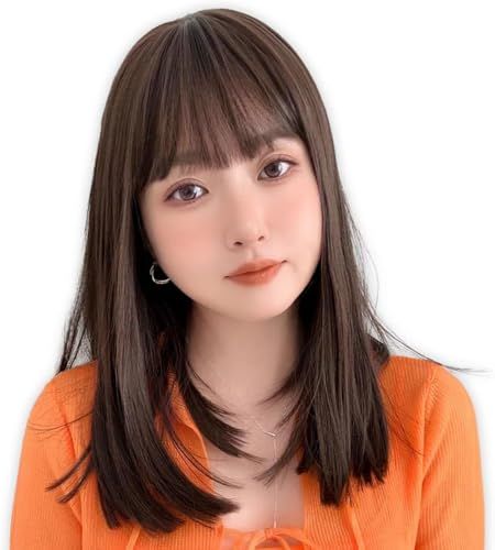 [ブライトララ] ウィッグ ミディアム フルウィッグ セミロング レディース インナーカラー 金髪 前髪有り かつら hf1780-CRmi