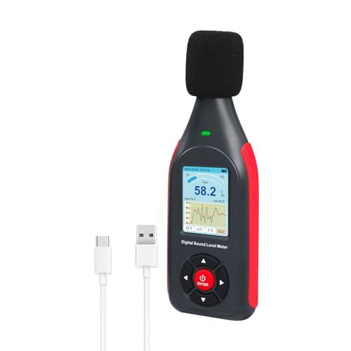 騒音計, デシベルメーターデータロガー, 騒音測定器, 高速/低速応答、43,000データレコード デシベル計, リアルタイムサンプリング、USB/PC接続、3色LEDアラームノイズリーダーwb 7d6562e6