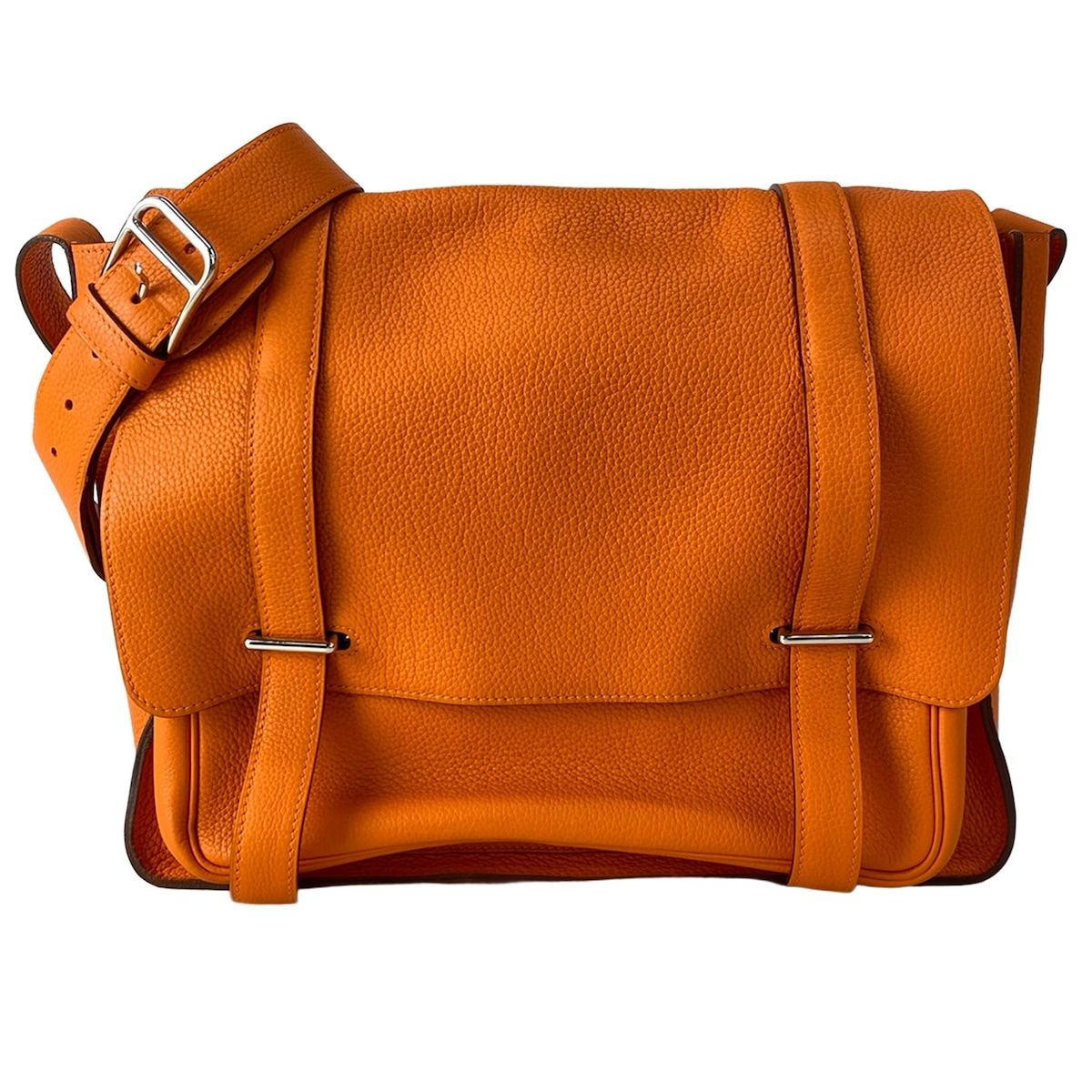 HERMES(エルメス) ショルダーバッグ スティーブブザス35 オレンジ シルバー金具