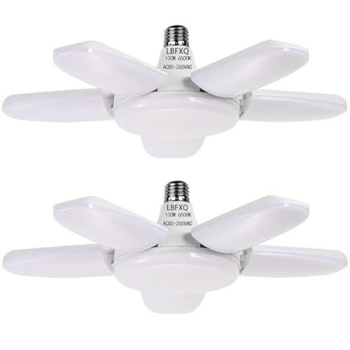 LBFXQ ガレージライト 100W 作業灯 6灯式 昼白色 6500K10000LM 天井照明 取付簡単 工事不要 角度調節可能 省エネ工事用ライト 高輝度 車庫 倉庫 納戸 作業灯 昼白色（2個）t