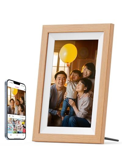 FANGOR デジタルフォトフレーム 木製デザイン Wi-Fi 10.1インチ 写真/動画/天気予報 IPSタッチスクリーン 1280*800解像度 32GB内蔵 SDカード拡張可 アルバム整理＆スライドショー機能 自動回転 Frameoアプリ遠隔転送 誕生t