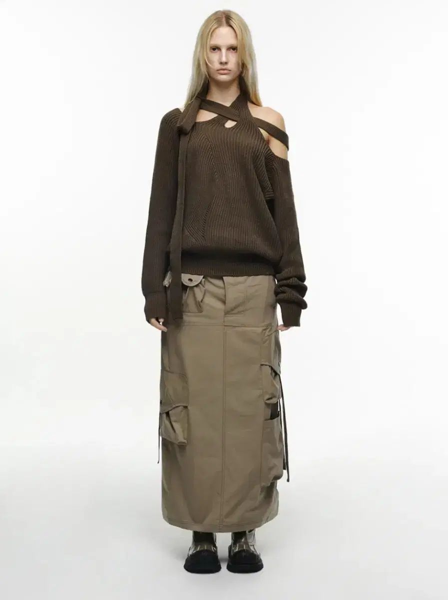 STRAP CARGO MAXI SKIRT VINTAGE BEIGE