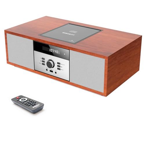 ミニコンポ・セットコンポ CDプレーヤー レトロ/Bluetooth/FMステレオ/USB MP3再生/AUX入力、ヘッドフォンジャック、家庭用コンパクトONEBODYシステムを備えたビンテージスタイルのHiFiステレオシステム (WTB-797)ts