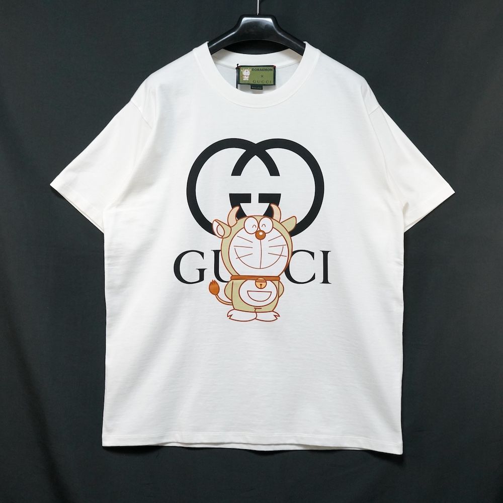 美品 GUCCI ドラえもん コラボ Tシャツ ホワイトＳサイズ GUCCI グッチ DORAEMON ドラえもん コラボ 牛ドラえもん プリント T
