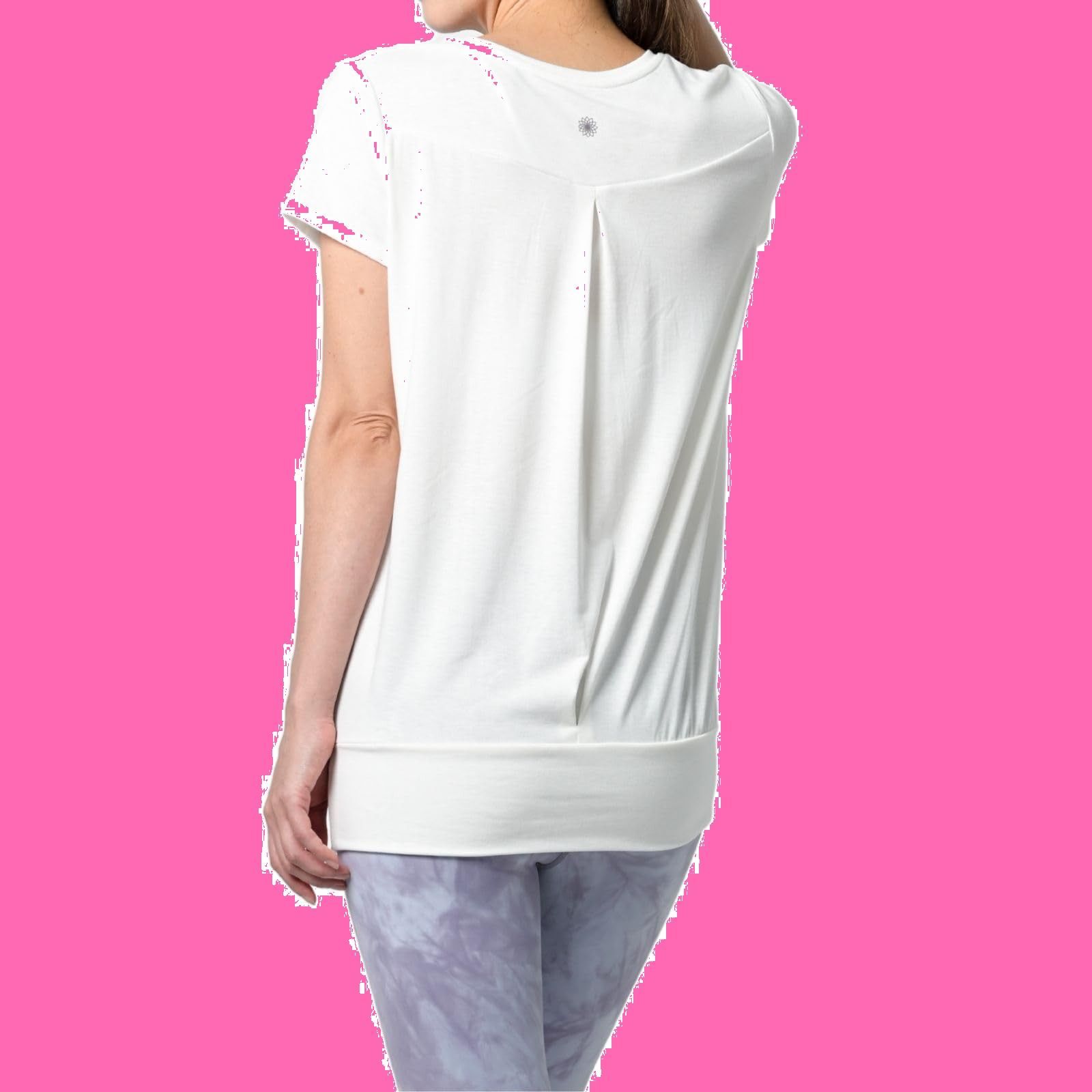 Tシャツ 体型カバー 半袖 トップス ロング丈 着丈長い ロング丈 丈長 ヨガウェア ヨガ ホットヨガ ピラティス [machikaada] フィットネスウェア かわいい おしゃれ