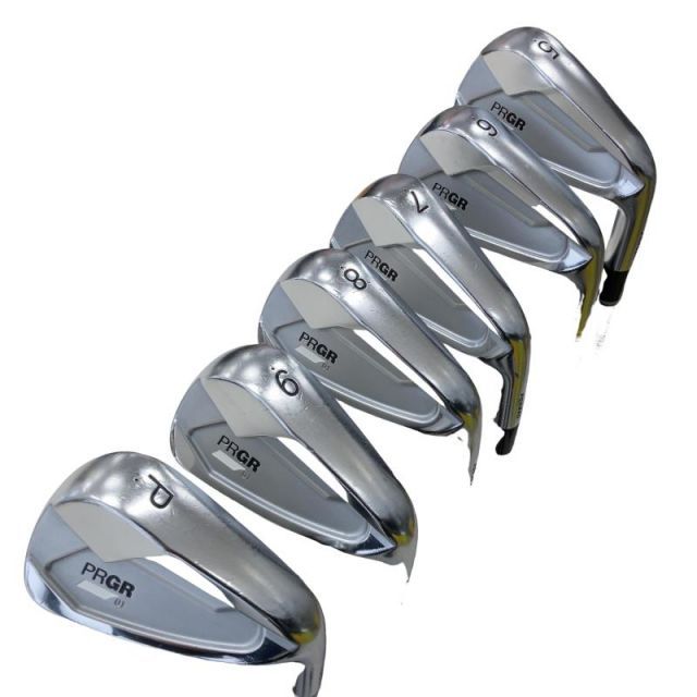 【中古】 プロギア PRGR 01(2023) 7S アイアンセット IR 純正特注シャフト (フレックスX) メンズ 男性用 右利き 右用 Cランク ゴルフクラブ