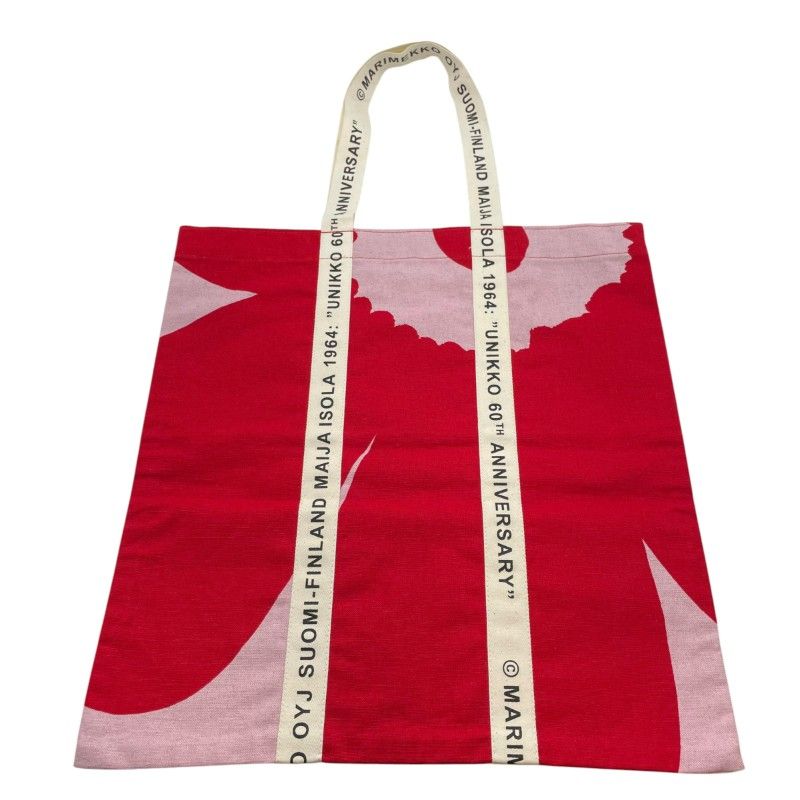 MARIMEKKO CARRIER MD UNIKKO トートバック　PDPK304 093346 レッド ピンク コットン79％、リネン21％ レディース トートバッグ