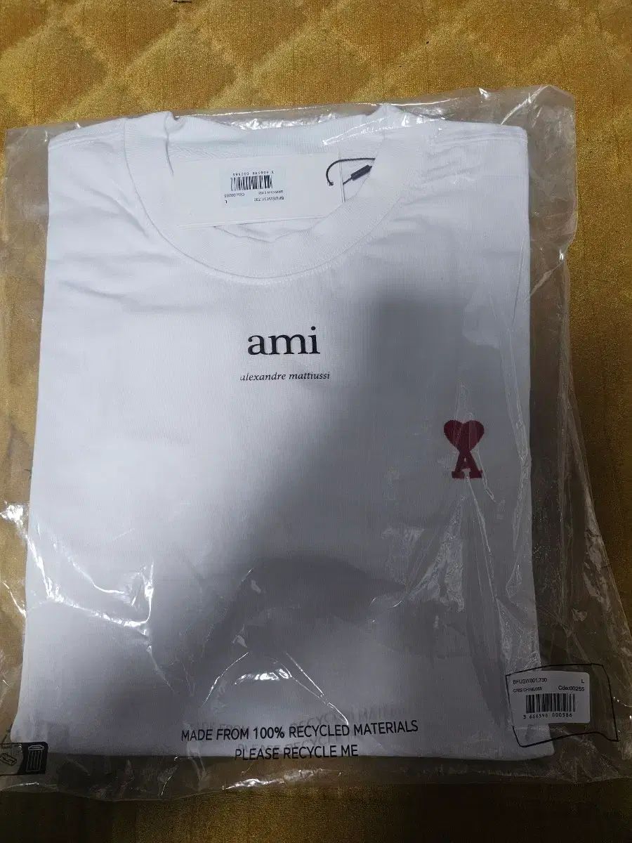 アミ スモール ハート ロゴ Tシャツ 白 L