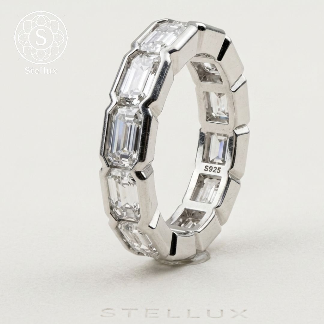 【6ct。極上のフルエタニティ】モアサナイト・リング/6カラット/シルバー925 S925刻印/18Kホワイトゴールド仕上げ/つけっぱなしOK/メンズ・レディース◎/ペア/プレゼント・ギフトにも/結婚・婚約指輪/ハイジュエリー/トラベルジュエリー