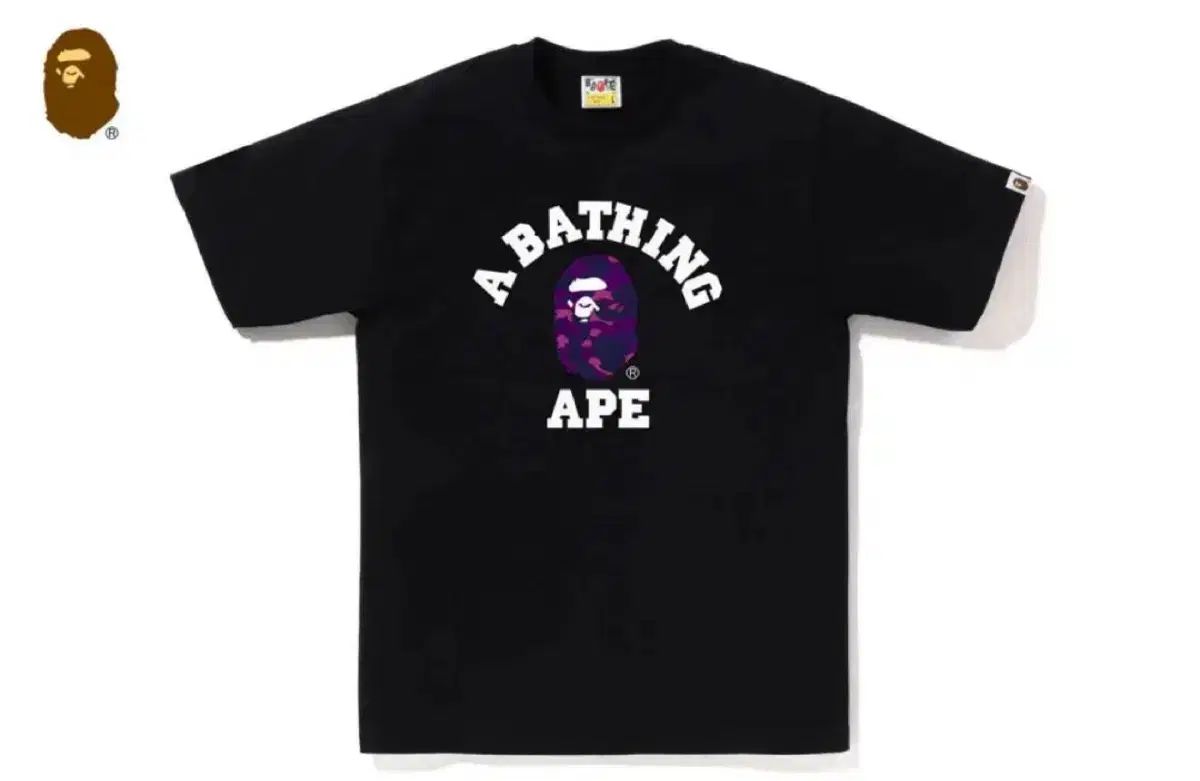 A BATHING APE パープル レッドカモ 原宿 半袖Tシャツ (ブラック/ホワイト) XL