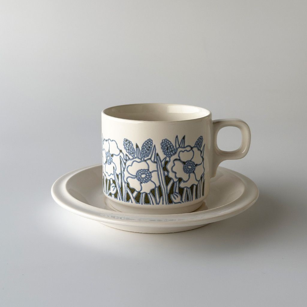 レア HORNSEA フルール カップ＆ソーサー 英国 ヴィンテージ ホーンジー fleur イギリス ビンテージ ブルー 花柄 食器 陶器 98831