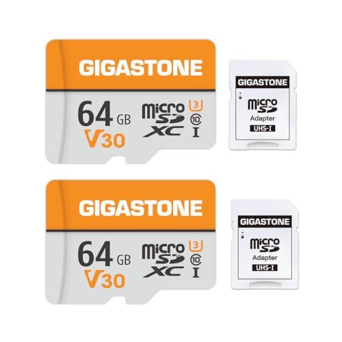 GIGASTONE マイクロsdカード 64GB 2個セット microSDXC V30 U3 C10 95MB/s アクションカメラ スポーツカメラ 4K Ultra HD ビデオ 撮影 SDアダプター2枚付きt