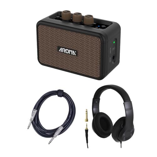 AROMA AG-04 + ヘッドホン + シールド セット ミニアンプ エレキギター・ベース対応 USB充電式 アロマt