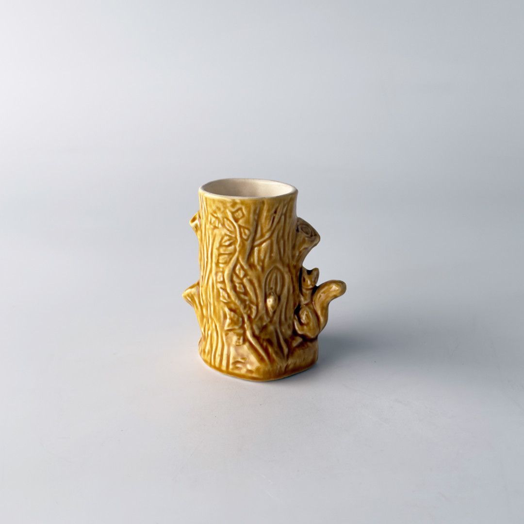 New Devon Pottery ヴィンテージ 花瓶 リス 切り株 小物入れ 陶器 イギリス ポジーベース 一輪挿し 動物 置き物 フラワーベース 98945