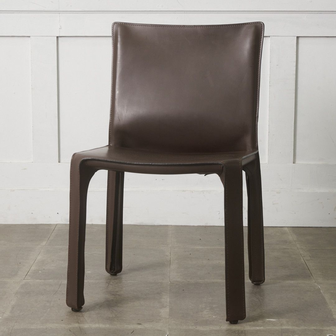 カッシーナ 414 CAB キャブチェア 本革 チェア ダイニングチェア 茶 MARIO BELLINI アームレスチェア ブラウン Cassina モダン 100507