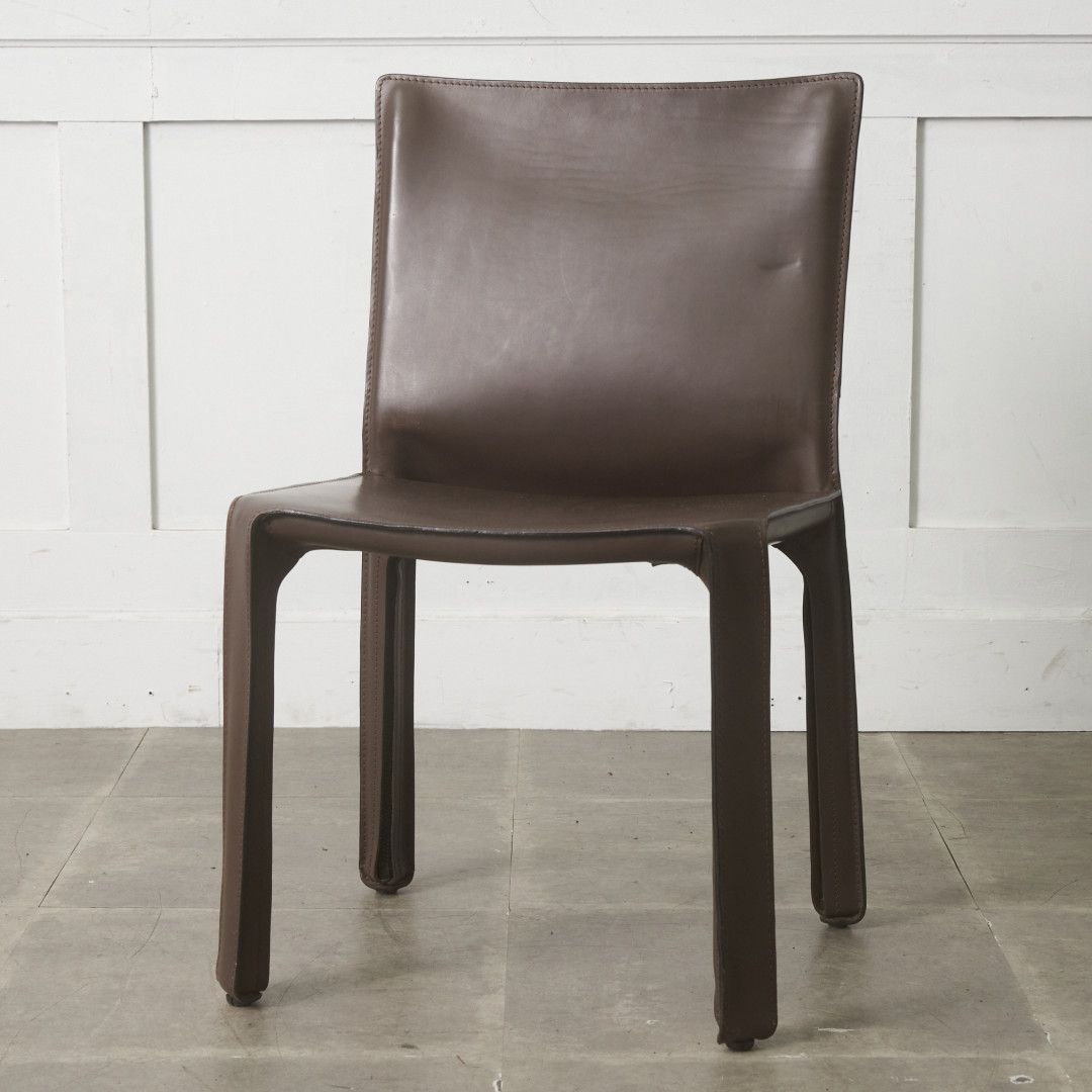 カッシーナ 414 CAB キャブチェア 本革 チェア ダイニングチェア 茶 MARIO BELLINI アームレスチェア ブラウン Cassina モダン 100508