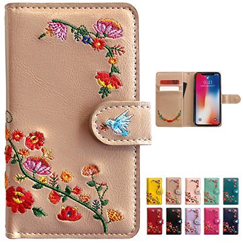 Xperia 5 V SO-53D SOG12 XQ-DE44 用 ケース カバー 手帳型 xperia5v so53d エクスペリア スマホケース 手帳型ケース 花刺繍 アーモンドベージュ beigema