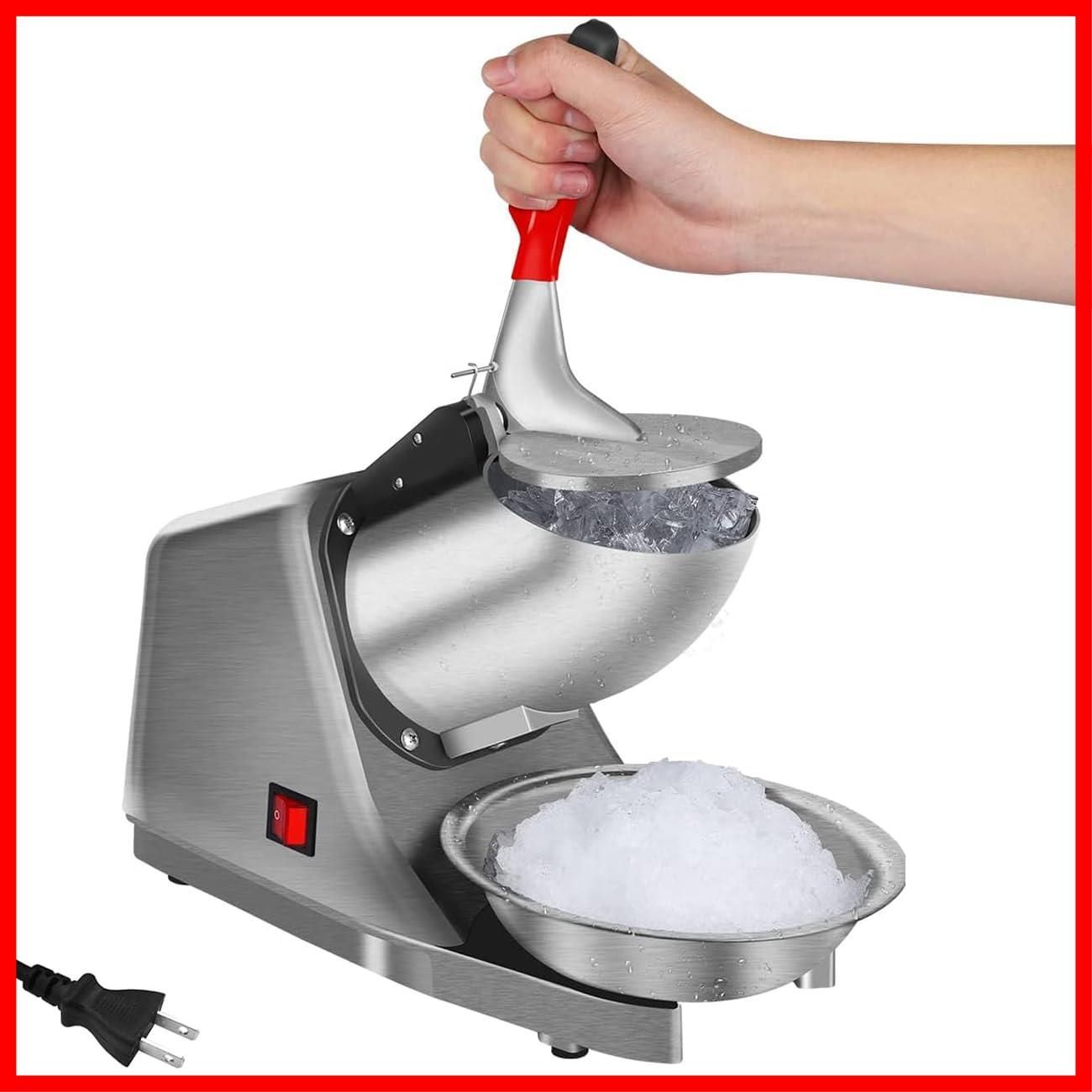 【特価商品】30dB低騒音 80kg/h砕氷量 2200r/min回転数 専用保護カバー/ステンレス製特大トレイ付き 300Wハイパワー マイクロスイッチ 電動 放熱機能 業務用/家庭用 かき氷機 日本語説明書付き