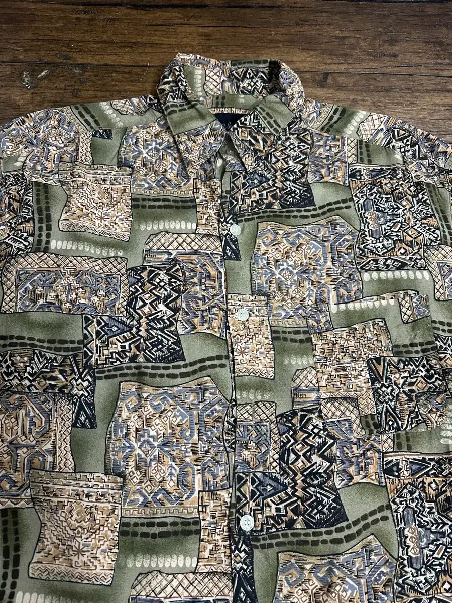 Aberto 90s エスニック パータン 半袖 シャツ 実寸 XL 新品商品