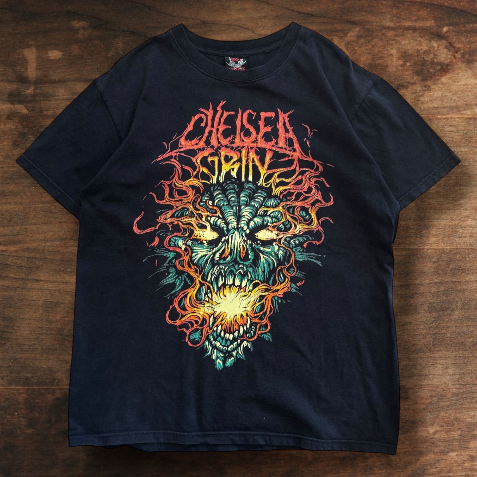 CHELSEA GRIN Tシャツ L バンドT 両面プリント 黒 古着