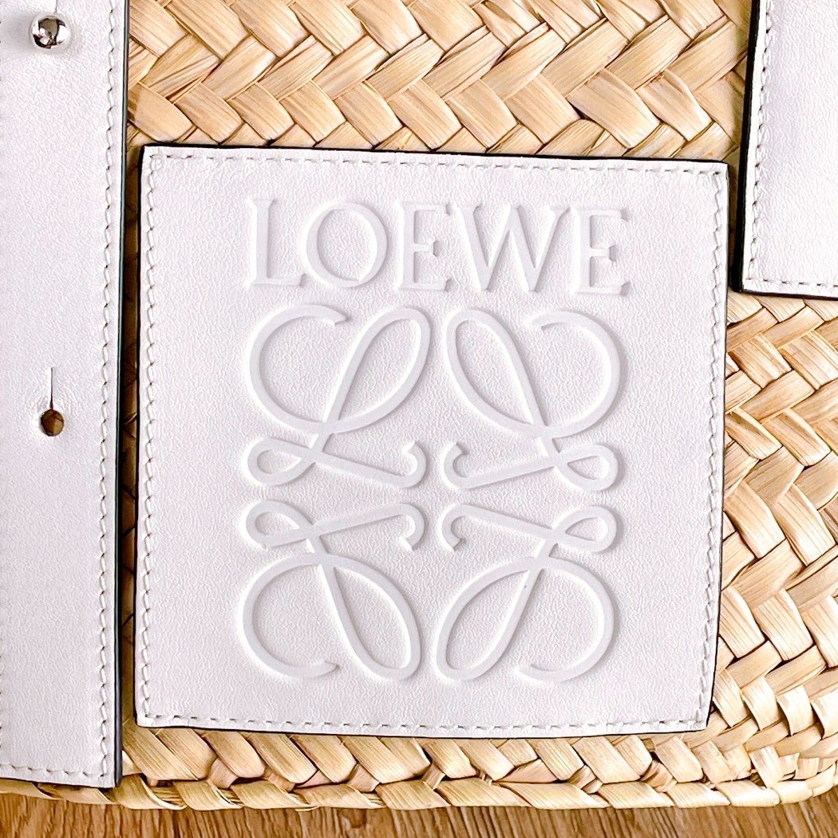 ◇ロエベ◇LOEWE バスケットスモール ラフィア × レザー カゴバッグ