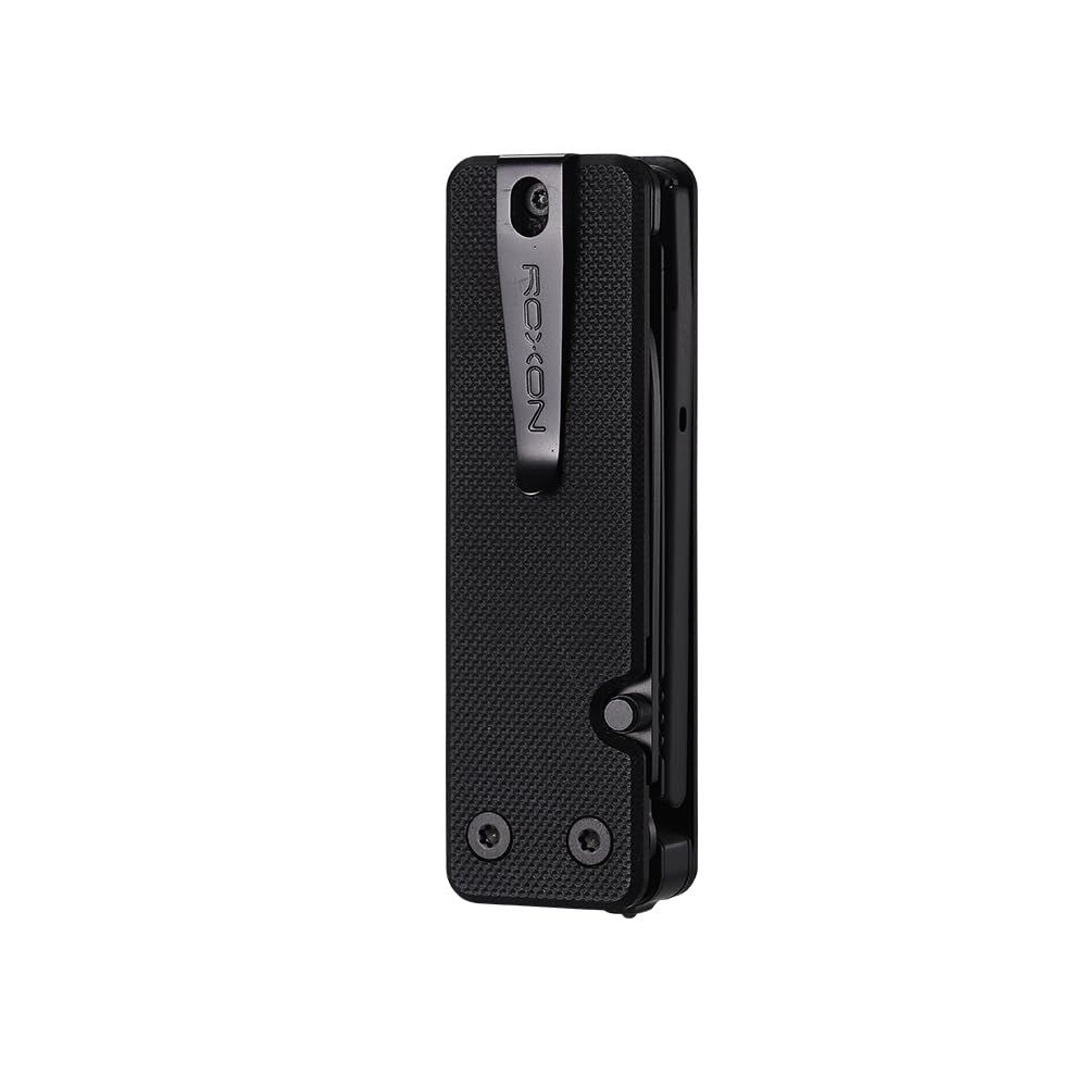 ROXON KS2E Noir エリート D2 ブレード 13 in 1 マルチツール機能ポケットナイフ、大きなハサミ、G10 ハンドル、ポケットクリップ付き、キャンプ/バックパッキング/緊急時/EDC に最適 (D2 スチールブレード)kk 10949e36