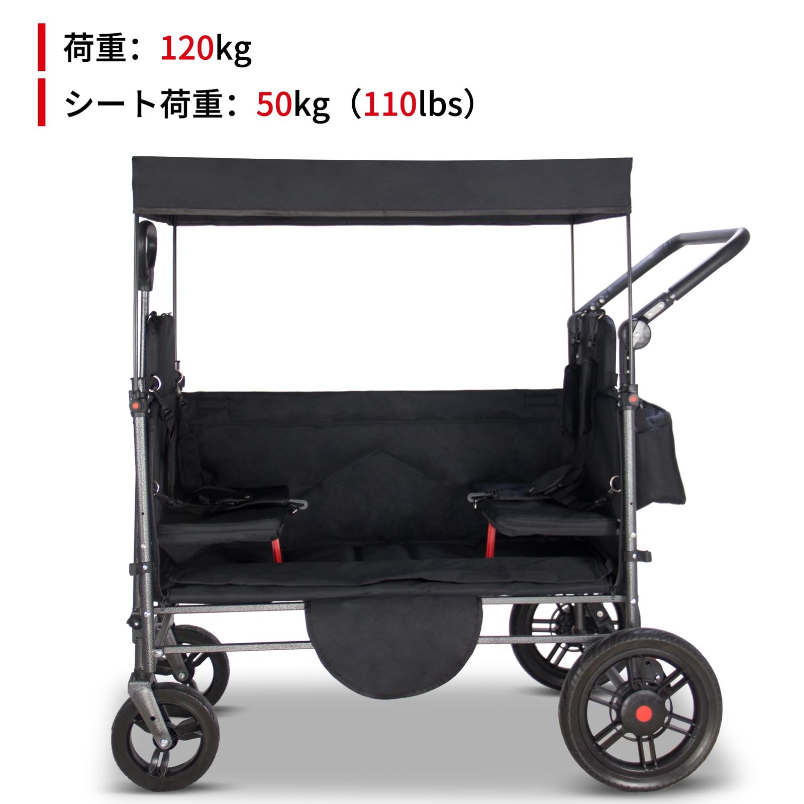 新品・未使用！！折りたたみアウトドアワゴン 黒 TMZ ワゴン×ベンチ設計キャリーワゴン・折りたたみ式 アウトドアワゴン