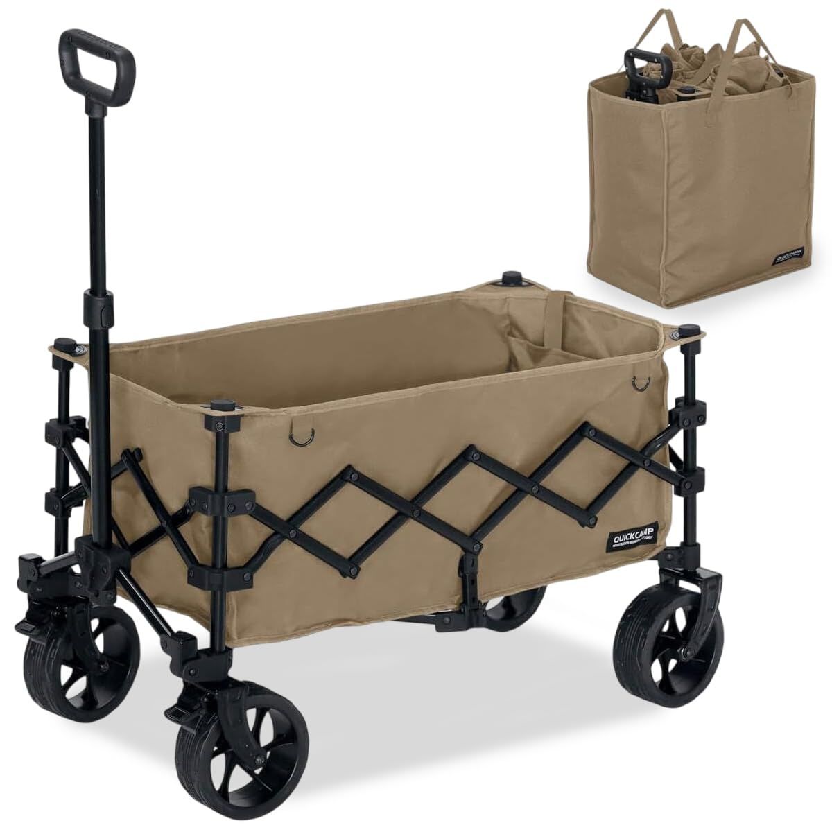 [クイックキャンプ] ケース付き アウトドアワゴン キャリーカート お散歩 耐荷重80kg キャンプ ショッピング 折り畳み 台車 荷台 ピクニック おしゃれ