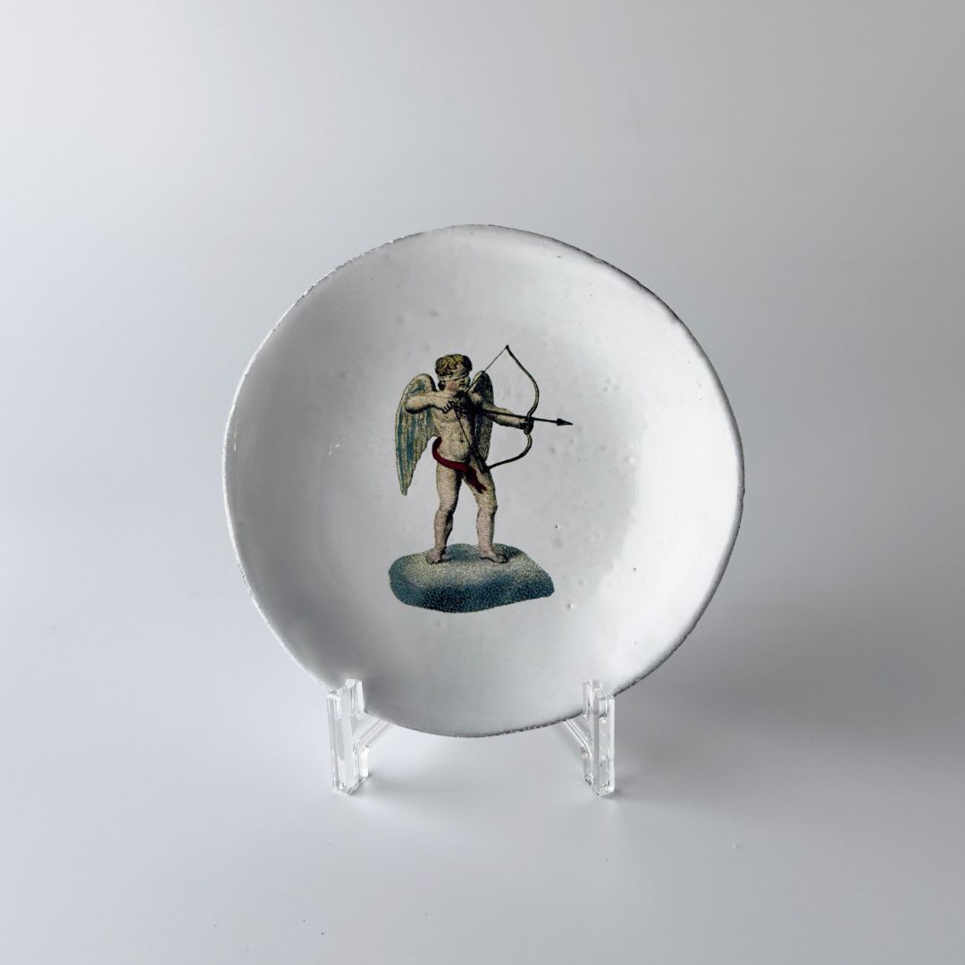 フランス Astier de Villatte アスティエ・ド・ヴィラット John Derian ジョン・デリアン ソーサー 陶器 Cupid キューピッド 93961