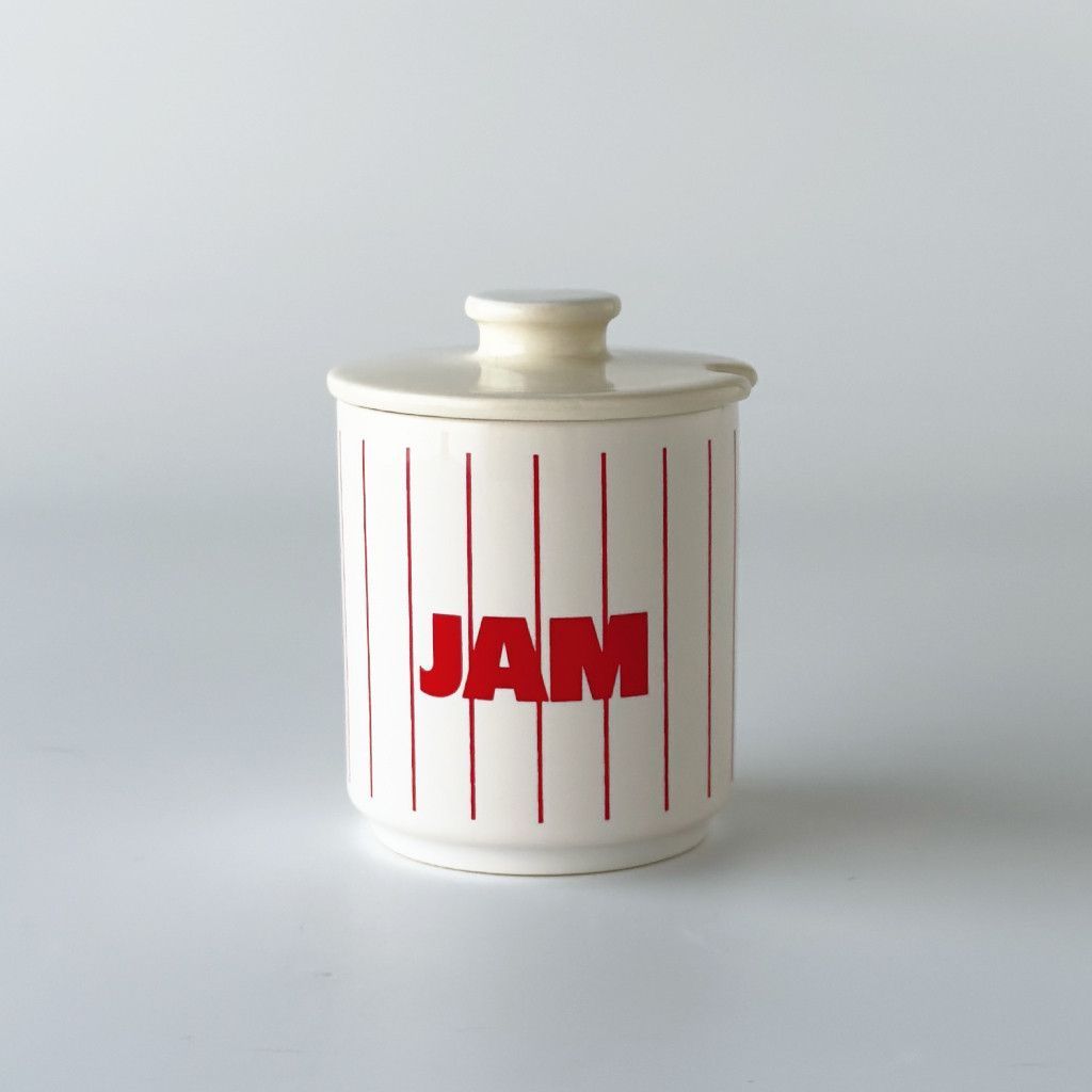 HORNSEA Stripe ホーンジー ストライプ ジャムポット ポット イギリス ヴィンテージ 保存容器 小物入れ 赤 レッド ビンテージ 93971