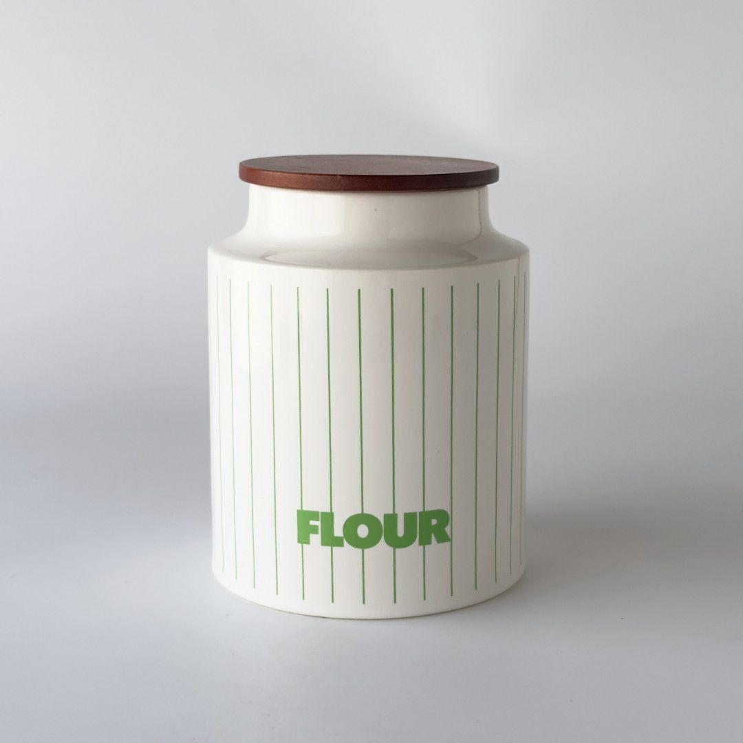 HORNSEA ホーンジー STRIPE ストライプ キャニスター FLOUR 小麦粉 イギリス ヴィンテージ 保存容器 グリーン 緑 レア 94000
