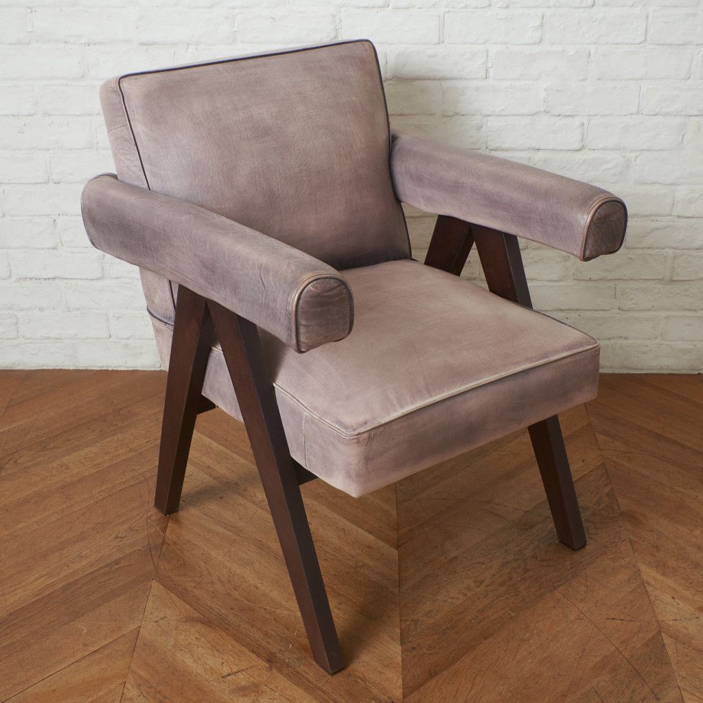 Pierre Jeanneret アームチェア 本革 1人掛け ヴィンテージ 椅子 