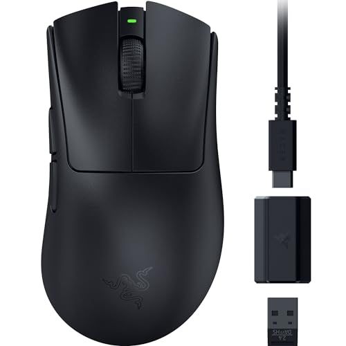 Razer レイザー DeathAdder V3 HyperSpeed ワイヤレス ゲーミングマウス 超軽量 55g 小型 コンパクトな形状でありながら自然なグリップを提供 つかみ持ち/つまみ持ちに対応 高速かつ正確なマウス操作を実現 エルゴ 813990c2