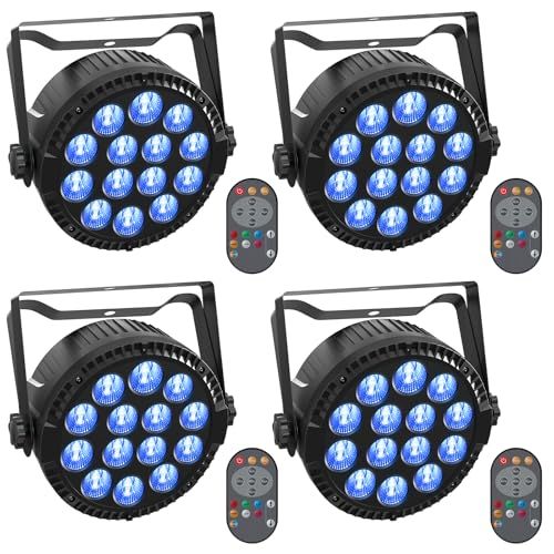 4個セット14LEDx6W ステージライト LED舞台照明 リモコン付き RGBW(赤 緑 青 白)多色変更 ディスコライト 音声制御 DMX512 4/8CH ストロボ ステージ照明 スポットライト DJ/卒業シーズン/結婚式/教会/ライブ 368e9634