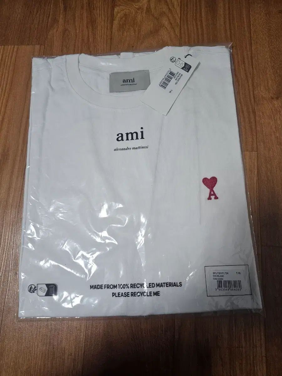 アミ スモール ハート ロゴ 半袖Tシャツ 白 XL