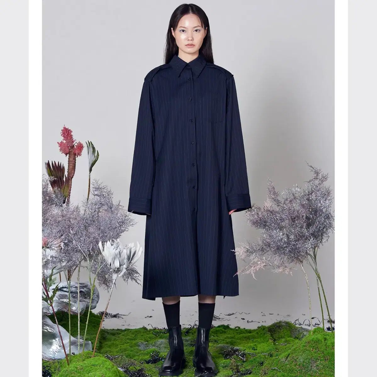 ビアンキミーイェ ストライプシャツワンピース フリーサイズ 新品