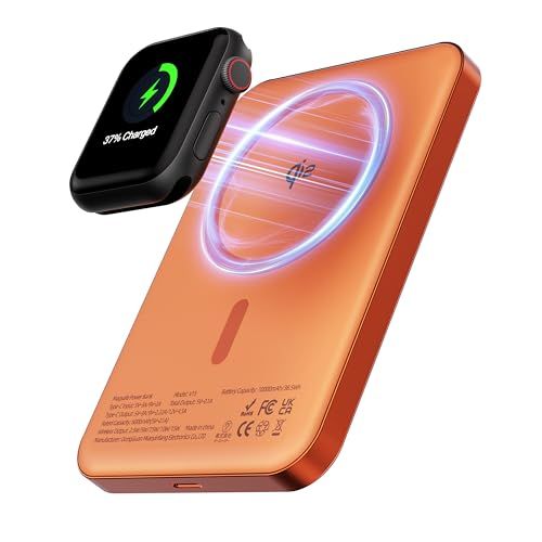 Qi2対応 10000mAh MagSafe対応 【超薄型14mm・軽量186g】15W ワイヤレス急速充電 マグネット式 2台同時充電 USB-C PD20W 【PSE認証済・リン酸鉄リチウム電池】iPhone 17?12 / Apple Watch/Ats