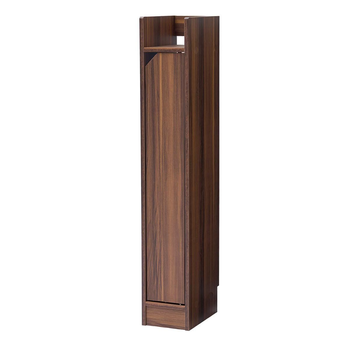 ぼん家具 ルーター収納ボックス スリム 扉付き 木製 3段 幅15×奥行23.8×高さ90.3cm ケーブル収納 縦型 コード収納 コンパクト ウォールナットts