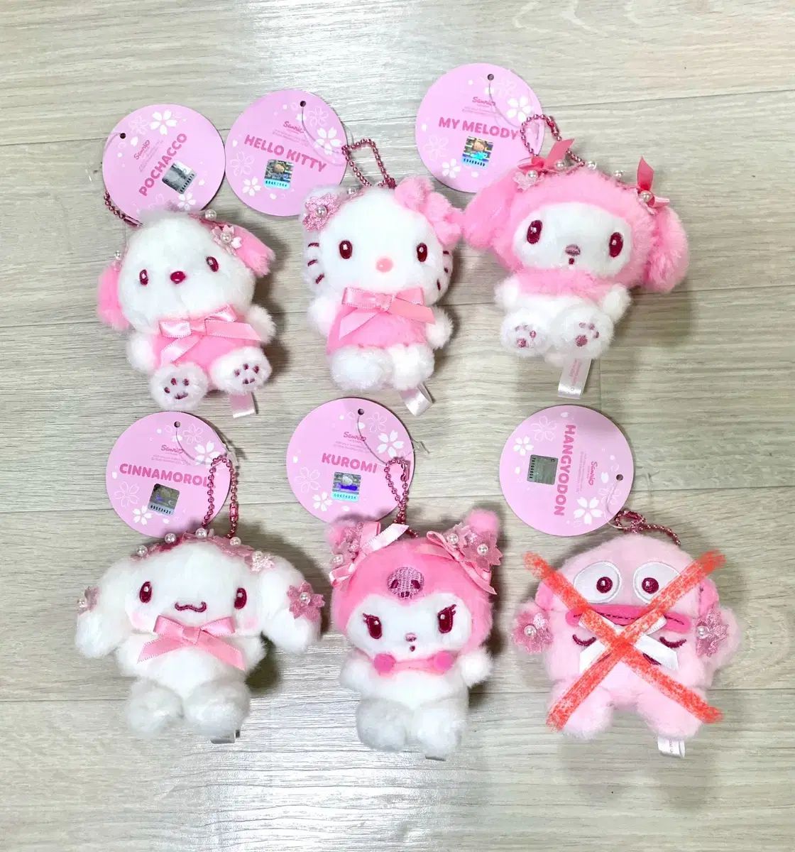(新作5個まとめ売り) サンリオ 正規品 さくら 桜 ぬいぐるみ キーホルダー 6種 セット