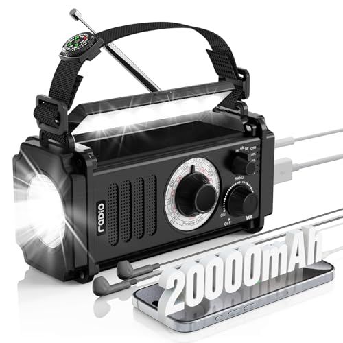 Shinmax 防災ラジオ 【20000mAh電池内蔵】 手回し 防災 多機能 AM/FM対応 SOSアラートコンパス 懐中電灯 読書灯 イヤホンジャック付き 非常用 防災用 アウトドア キャンプ USB充電式 ソーラー充電 手回し充電 防災 b59c6215